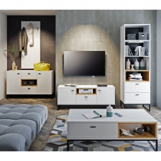 Obývací pokoj + předsíňová stěna OLIER b | sestava B | 5 dílů | bílá/artisan