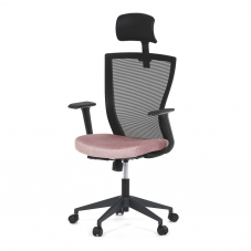 Kancelářská židle, černá MESH síťovina, růžová látka, houpací mechanismus, plastový kříž, kolečka pr