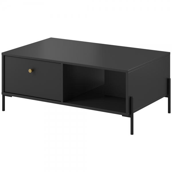 NOTTE | konferenční stolek | 96,9x60 cm | antracit + zlaté úchyty | GLAMOUR STYL