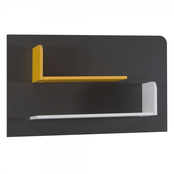 BRUNO | závěsná police 6 | 100 cm | bílá/grafit/žlutá