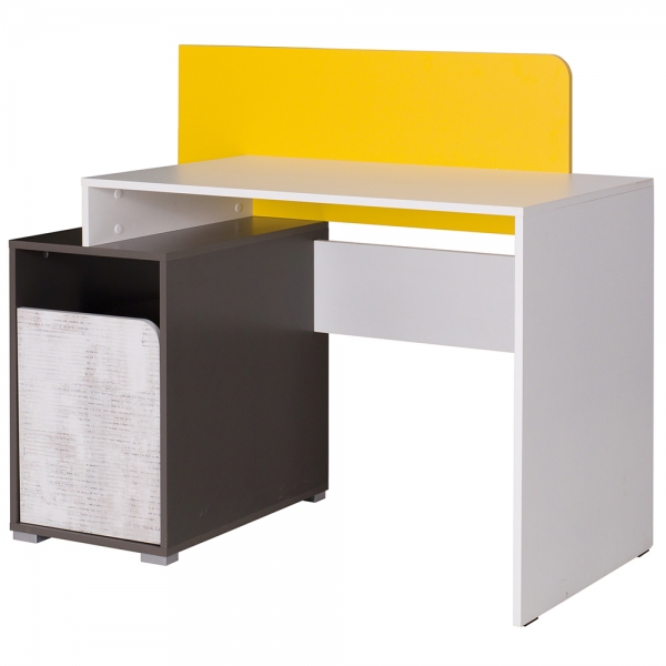 BRUNO | psací stůl 8 | 120 cm | bílá/grafit/enigma/žlutá