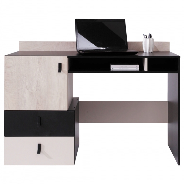 PLANET č | psací stůl PL9 | 125 cm | černá/dub/béžová