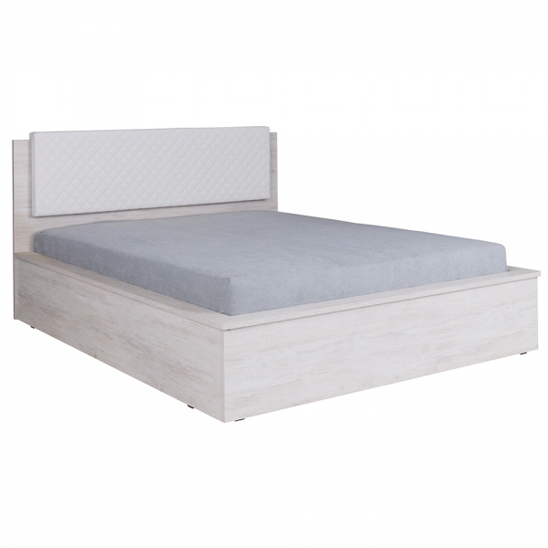 DENVER db | postel dvoulůžko + rošt 160x200 cm | dub bílý / bílá lesk
