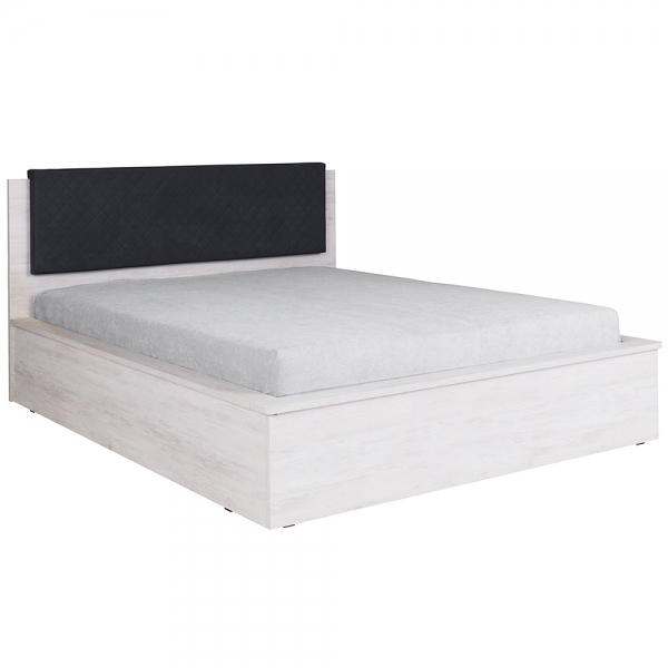 DENVER dg | postel dvoulůžko + rošt 160x200 cm | dub bílý / grafit
