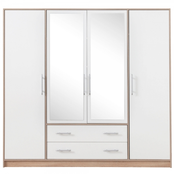 SMART sb | šatní skříň SRL1 + zrcadlo | 200 cm | sonoma/bílá