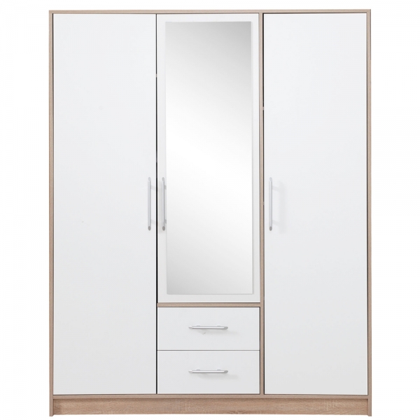 SMART sb | šatní skříň SRL2 + zrcadlo | 150 cm | sonoma/bílá