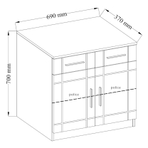 Komoda Paris 2F2S | 69 cm | sonoma/bílá MDF