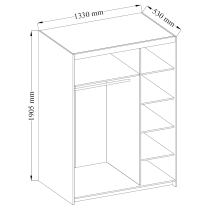 Šatní skříň ELENA 3D | 133 cm | bílá