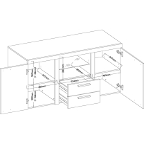 Komoda RUMBA 2F2S | 156,4 cm | bílá/beton