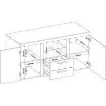 Obývací stěna RUMBA XL + komoda 2F2S | 300 + 156,4 cm | bílá/beton