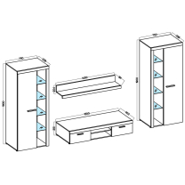 Obývací stěna RUMBA XL + komoda 2F2S | 300 + 156,4 cm | bílá/beton