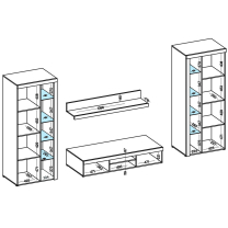 Obývací stěna RUMBA XL + komoda 2F2S | 300 + 156,4 cm | bílá/beton