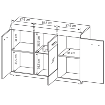 Obývací stěna LINK s | 6 dílů | 298 + 120 + 120x60 cm | sonoma