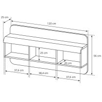 Obývací stěna LINK s | 6 dílů | 298 + 120 + 120x60 cm | sonoma