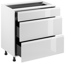ASPEN b | dolní skříňka D80S3 se zásuvkami METALBOX | 80 cm | SOKL v CENĚ | bílá lesk