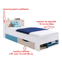 Planet - jednolůžko PL14 + MATRACE - černá