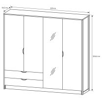 ARDEN | šatní skříň | 220 cm | šatní tyče + zásuvky + police | dub sand grange/matera