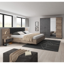 ARDEN | postel dvoulůžko + 2x noční stolek s LED osvětlením | 160x200 cm | sand grange/matera