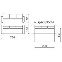 Pohovka ISLAND | 236 cm | rozklad na každodenní spaní | VÝBĚR TKANIN