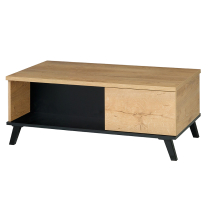 Obývací stěna se skříní JOHN II | 5 dílů | sestava B | 333 cm + stolek 101x61 cm | dub lefkas světlý/černá