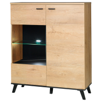 Obývací stěna JOHN II | 6 dílů | sestava C | 283 cm + komoda 181 cm + stolek 101x61 cm | komoda dub lefkas světlý/černá