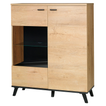 Obývací stěna JOHN II | 6 dílů | sestava C | 283 cm + komoda 181 cm + stolek 101x61 cm | komoda dub lefkas světlý/černá