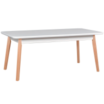 Rozkládací jídelní stůl Oslo 8 - lakovaná MDF - 160/200x90 cm - bílá/buk - SKLADEM 1ks