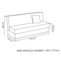 Pohovka Adela MINI | 175 cm | rozkládací + úložný prostor | enjoy 17 tyrkysová