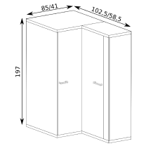 Mediolan - rohová šatní skříň M14 - natural hikora