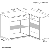 Mediolan - rohová komoda M15 PRAVÁ - natural hikora