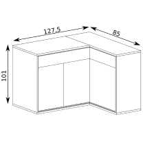 Mediolan - rohová komoda M15 PRAVÁ - natural hikora