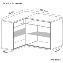 Mediolan - rohová komoda M15 LEVÁ - natural hikora