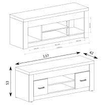 Obývací stěna INDIANAPOLIS s | sestava A | 330 cm + stolek 120x60 cm | jasan světlý