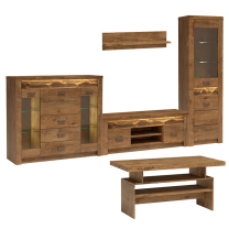 Obývací stěna INDIANAPOLIS s | sestava A | 330 cm + stolek 120x60 cm | jasan světlý
