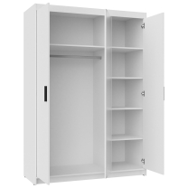 Šatní skříň ELENA 3D + zrcadlo | 133 cm | bílá