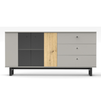 AVIO | vitrína 2W3S | 175 cm | šedá platinová/dub artisan
