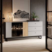 AVIO | vitrína 2W3S | 175 cm | šedá platinová/dub artisan