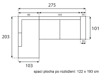 Sedací souprava Cosmo - LEVÁ - AKCE - edi 10/tatum 279 SKLADEM poslední 1 ks