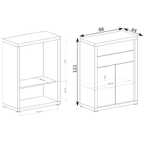 Obývací pokoj Paris JARSR - komoda P9 - san remo/bílá lesk