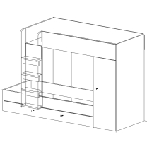 Dvoupatrová postel SMART 2 + přistýlka | 90x200 + 2x 85x200 | UNI provedení | artisan/černá