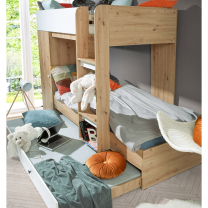Dvoupatrová postel SMART 2 + přistýlka | 90x200 + 2x 85x200 | UNI provedení | artisan/bílá