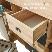 Patrová postel SMART 3 | 90x200 | PRAVÁ | s úložnými prostory a stolkem | artisan/bílá