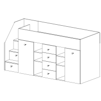 Patrová postel SMART 3 | 90x200 | LEVÁ | s úložnými prostory a stolkem | artisan/bílá