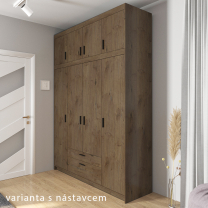 Šatní skříň ELENA 4D | 176,3 cm | dub lefkas