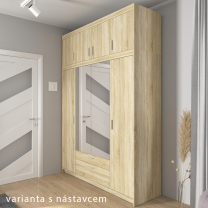 Šatní skříň ELENA 4D 2S + zrcadlo | 176,3 cm | dub sonoma