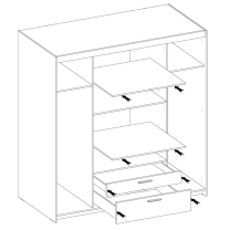 Šatní skříň ELENA 4D | 176,3 cm | bílá