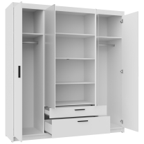 Šatní skříň ELENA 4D 2S + zrcadlo | 176,3 cm | bílá