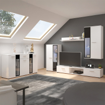 Obývací stěna SALSA + komoda | 235 cm + 140 cm | bílá