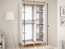 Šatní skříň Skandi - T2 150 + 2x zásuvka - SKLADEM 1 ks