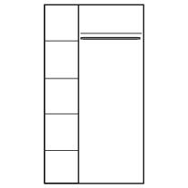 LIVINIO | šatní skříň L-1 | 98 cm | ribbeck/bílá lesk